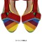 Peep Toe Chunky Heels Platforms Colorful Rainbow T Ankle Buckle Straps Summer Sandals - Red Canvas