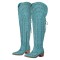 Pointed Toe Chunky Heels Western Style Thigh Highs Western Cowgirl Boots - Blue Flock