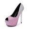 Peep Toe Platforms Glitters Stiletto Heels Elegant Pumps - Pink Sequined Cloth