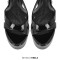 Peep Toe Stiletto Heels Platforms Ankle Buckle Straps Gothic Punk Elegants Summer Sandals - Black Patent