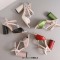 Peep Toe Chunky Heels Ankle Buckle Cross Straps Vintage Surface Summer Sandals  - Black Faux Leather