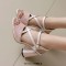 Peep Toe Chunky Heels Ankle Buckle Cross Straps Vintage Surface Summer Sandals  - Pink Faux Leather