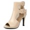 Peep Toe Ankle Buckle Straps Stiletto Heels Net Elegant Sandals - Apricot Patent