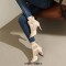 Peep Toe Ankle Buckle Straps Stiletto Heels Net Elegant Sandals - Apricot Patent