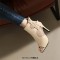 Peep Toe Ankle Buckle Straps Stiletto Heels Net Elegant Sandals - Apricot Patent
