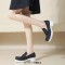 Round Toe Chunky Heels Shiny Glitters Oxford Loafers - Black Microfiber