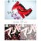 Round Toe Elastic Band Rhinestones Ankle Buckle Straps Chunky Heels Platforms Pumps - Black Patent