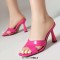Square Open Toe Cross Straps Summer Slippers Sandals - Rose Patent