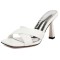 Square Open Toe Cross Straps Summer Slippers Sandals - White Patent