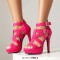 Peep Toe Ankle Buckle Straps Stiletto Heels Platforms Summer Sandals - Rose Denim