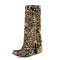 Round Toe Polka Dot Sequin Circle Glitter Flipped Zipper Double Breasted Novelty Knee Highs Bling Reflective Boots - Gold Fabric