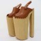 Peep Toe Rivet Decorated Platforms Super Chunky Heels Slingback Sandals - Brown Leather