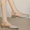 Round Toe Vintage Style Flats Ankle Buckle Straps Sandals - Apricot Microfiber