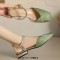 Round Toe Vintage Style Flats Ankle Buckle Straps Sandals - Green Microfiber