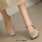 Round Toe Vintage Style Flats Ankle Buckle Straps Sandals - Apricot Microfiber