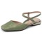 Round Toe Vintage Style Flats Ankle Buckle Straps Sandals - Green Microfiber