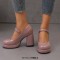 Round Toe Chunky Heels Elegant Party Wedding Platforms Mary Janes Pumps - Purple Patent