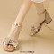 Peep Toe Ankle Cute Buckle Straps Glitters Butterfly-knot Decorated Chunky Heels Sandals - Gold Synthetic