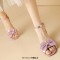 Peep Toe Ankle Cute Buckle Straps Glitters Butterfly-knot Decorated Chunky Heels Sandals - Pink Synthetic