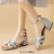 Peep Toe Ankle Cute Buckle Straps Glitters Butterfly-knot Decorated Chunky Heels Sandals - Silver Synthetic