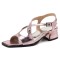 Peep Toe Ankle Buckle Cross Straps  Chunky Heels Sandals - Pink Patent