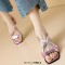 Peep Toe Ankle Buckle Cross Straps  Chunky Heels Sandals - Pink Patent
