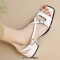 Peep Toe Ankle Buckle Cross Straps  Chunky Heels Sandals - White Patent