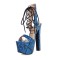 Peep Toe Snake Print Lace Up Platforms Chunky Heels Sandals - Blue Faux Leather