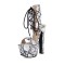 Peep Toe Snake Print Lace Up Platforms Chunky Heels Sandals - White Faux Leather