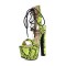 Peep Toe Snake Print Lace Up Platforms Chunky Heels Sandals - Yellow Faux Leather