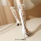 Square Open Toe Band Gladiator Lace Up Straps Stiletto Heels Party Dance Sandals - White Patent
