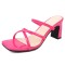 Square Open Toe Chunky Heels Cross Straps Slingback Summer Slippers Sandals  - Rose Patent