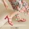 Square Open Toe Chunky Heels Cross Straps Slingback Summer Slippers Sandals  - Rose Patent