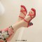 Square Open Toe Chunky Heels Cross Straps Slingback Summer Slippers Sandals  - Rose Patent