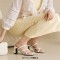 Square Open Toe Chunky Heels Cross Straps Slingback Summer Slippers Sandals  - White Patent