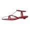 Pointed Open Toe T Straps Ankle Buckle Straps Flats Venice Summer Sandals - Red Patent