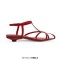 Pointed Open Toe T Straps Ankle Buckle Straps Flats Venice Summer Sandals - Red Patent