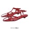 Pointed Open Toe T Straps Ankle Buckle Straps Flats Venice Summer Sandals - Red Patent