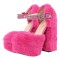 Round Toe Platforms Ankle Buckle Mary Janes Rhinestones Straps Chunky Heels Pumps - Rose Plush