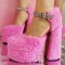 Round Toe Platforms Ankle Buckle Mary Janes Rhinestones Straps Chunky Heels Pumps - Rose Plush