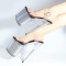 Peep Toe Stiletto Heels Ankle Transparent Buckle Straps Platforms Colorful Fishskin Pattern Sandals - Silver PVC