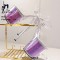 Peep Toe Stiletto Heels Ankle Transparent Buckle Straps Platforms Colorful Fishskin Pattern Sandals - Purple PVC
