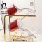 Peep Toe Stiletto Heels Ankle Transparent Buckle Straps Platforms Colorful Fishskin Pattern Sandals - Red PVC