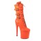 Round Toe Stiletto Heels Ankle Highs Lace Up Side Zipper Buckle Straps Booties  - Orange Patent