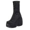 Round Toe Lace Up Punk Gothic Ankle Highs  Platforms Chunky Heels Boots - Black Stretch Fabric