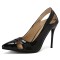 Pointed Toe Stiletto Heels Sexy Summer Pumps - Black Patent