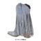 Pointed Toe Mid Calf Rhinestones Bling Chunky Heels Fringe Western Cowgirl Boots - LightBlue Denim