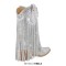 Pointed Toe Mid Calf Rhinestones Bling Chunky Heels Fringe Western Cowgirl Boots - Silver Synthetic