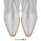 Pointed Toe Mid Calf Rhinestones Bling Chunky Heels Fringe Western Cowgirl Boots - Silver Synthetic