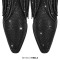 Pointed Toe Mid Calf Rhinestones Bling Chunky Heels Fringe Western Cowgirl Pull On Boots - Black Synhetic